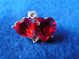 Double Red Heart Tac Pin Brooch